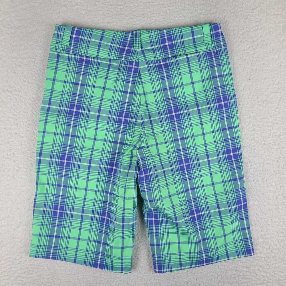 Nike Shorts Boys XL Blue Green Plaid 11" Dri Fit Tour Performance Golf Chino - Picture 12 of 14